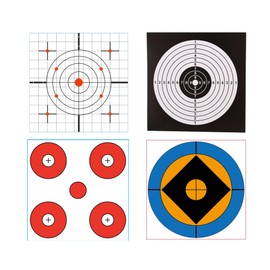 100 Assorted Targets 14 x 14 cm Cardboard 250g for Air Shooting and Airsoft - 4 Designs (25 per Model) - Targets and Technical Patterns for Precision Training
