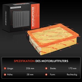 Frankberg Air Filter Engine Air Filter Cartridge Compatible with Xsara Picasso N68 1.8L 2.0L Petrol 2000-2012 206 Hatchback 2A/C 1.9L 2.0L Diesel 1998-2004 Replace# 1444J3