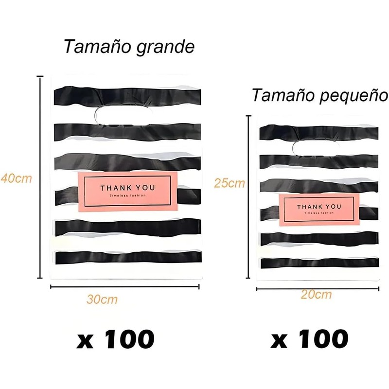 200 piezas Bolsas de plástico reutilizables, tamaños 30x40 cm y
