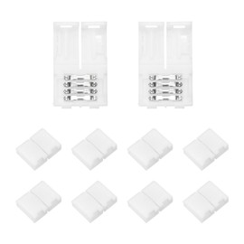 MECCANIXITY 20 Pcs 4 Pin 8mm LED Strip Lights Connectors Solderless Extendable Terminal Adapters for RGB LED Strip Lights DIY Lighting Projects