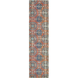 Unique Loom Estrella Collection Floral, Geometric, Vibrant, Modern, Abstract Area Rug, 2 ft 7 in x 10 ft, Orange/Blue