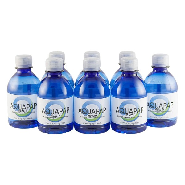 AQUAPAP Health Neti Pot Nasal Irrigation Vapor Distilled Water 8 Pack of 8oz Single Serve Bottles (Water only Does not Include neti Pot)