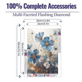 JATOK 5D Diamond Painting Kits for Adults, Flower Diamond Art Kits Full Round Drill Crystal Rhinestone Crafts, DIY Gem Art Picture for Gift Home Wall Decor 30x40cm/12x16in