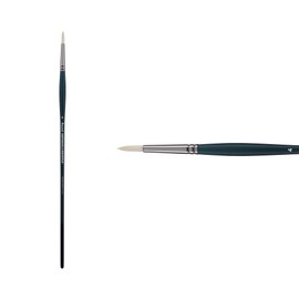 Creative Mark Imperial Professional Chungking Hog Bristle Brush - Round # 4, Handmade Long Handle Oil Paint Brushes for Artists, Nickel-Plated Brass Ferrules, Stiff Yet Soft Natural Bristles