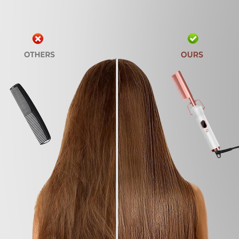 Hot Comb for Wigs Human Hair,Curling Iron with 12 Temp
