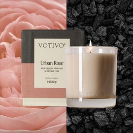 Votivo Urban Rose 10 oz Signature Candle | Soy Wax Blend | Floral Scent | Luxury Glass Jar Scented Candle & Box | Candles for Home Scented | Candle Gifts | Highly Scented