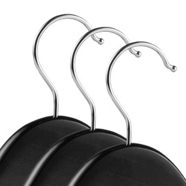 Casafield - 40 Black Wooden Suit Hangers - Premium Lotus Wood with Notches & Chrome Swivel Hook for Dress Clothes, Coats, Jackets, Pants, Shirts, Skirts
