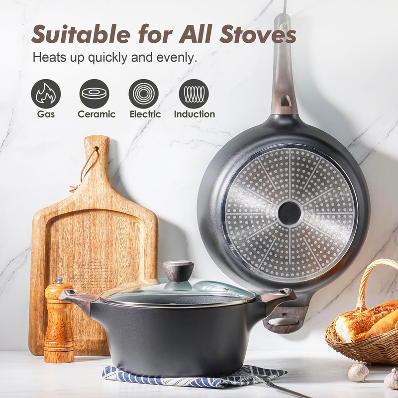SENSARTE Pots and Pans Set Non stick, Non toxic Healthy