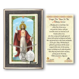 Bliss Sterling Silver Saint Michael / Army Medal Pendant Necklace 24" Chain PrayerCard