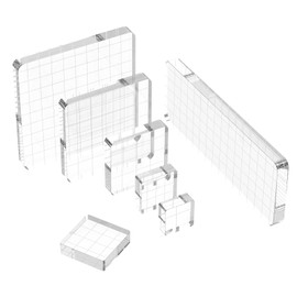Acrylic Stamp Blocks Set Reusable Stamping Blocks Tools with Grid Lines Versatile Clear Stamp Blocks Easy to Use Stamping Platform Stamping Tools Set for Crafts Ornaments(Style1)