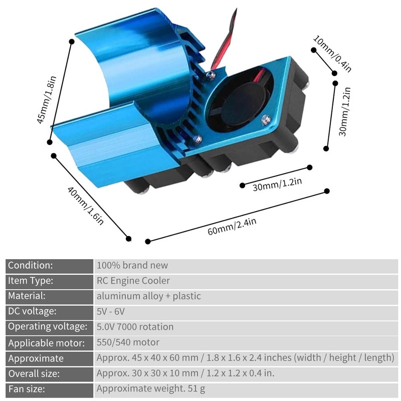 RC Engine Cooler, 540/550 Engine Coupling Cooling Twin Fan Heatsink