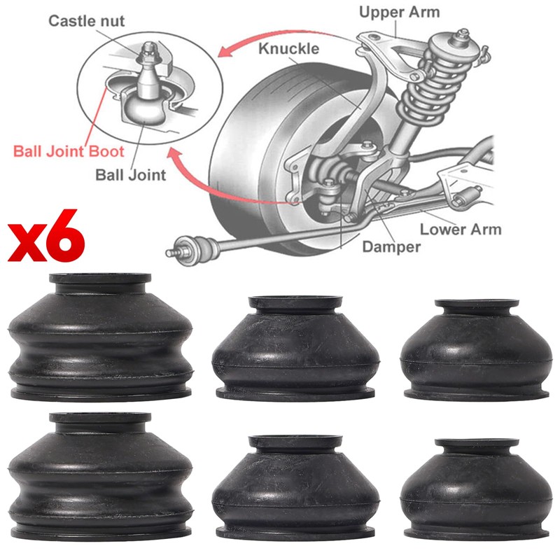 Universal 6pcs Rubber Ball Joint Dust Boot Suspension Steering Boot