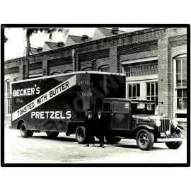 Diamond T Trucks New Metal Sign: Vintage Becker's Pretzel LARGE SIZE 12 x 16