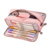 Pencil Pouch With 3 Compartments Large Capacity Double Opening Soft