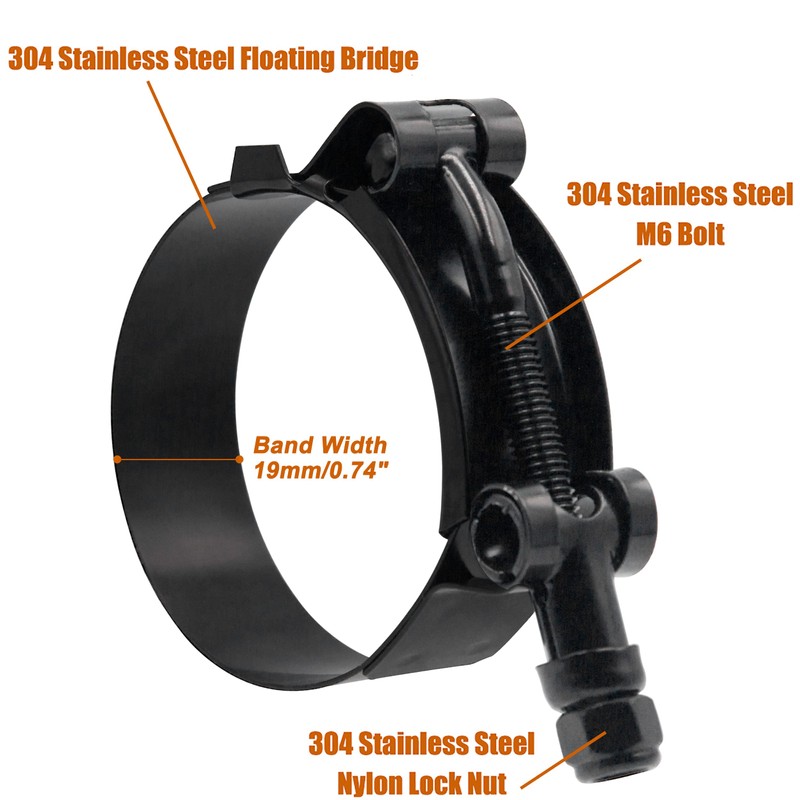 ISPINNER 2 Pack 2 Inch Stainless Steel T-Bolt Hose Clamps,
