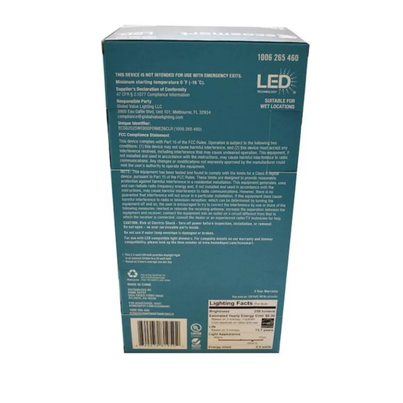 Eco-Smart Ecosmart G25 LED 25w 1006265460 daylight bulbs 3pk