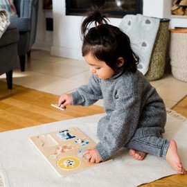 Kindsgut Wooden Puzzle for Toddlers, High Quality Toy in Simple Design and Subtle Colours for Fun Fun Nice Gift Safari