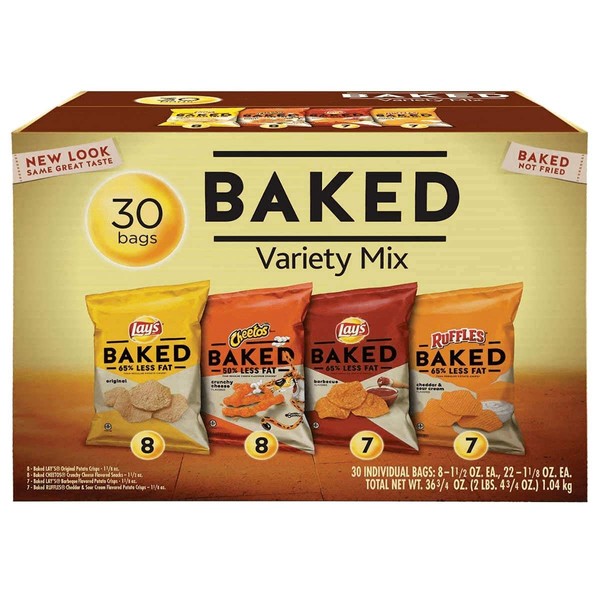 Lays Oven Baked Potato Chips Variety Pack, 30Count