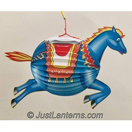 Vietnamese Animal Lantern - Blue Horse - Hand Made Paper Lantern - PL100