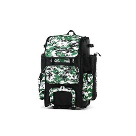 Boombah Rolling Superpack 2.0 Camo Baseball/Softball Gear Bag - 23-1/2" x 13-1/2" x 9-1/2" - Black/Dark Green - Telescopic Handle - Holds 4 Bats - Wheeled Version