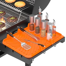 Silicone Grill Mat Black-Stone Side Shelf Griddle Tool Spatula Mat Spoon Rest Drip Pad Spoon Holder for Stove Utensil Holder Silicone Dish Drying Mat for Kitchen Counter Outdoor Grill Accessories BBQ