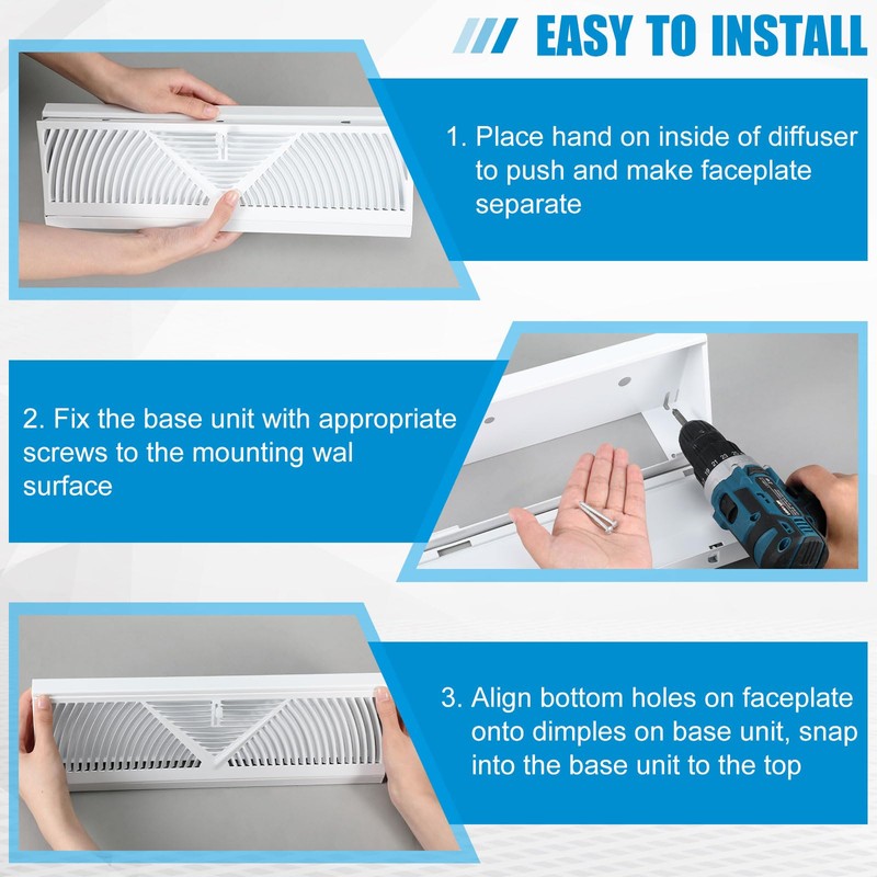 Yaocom 1 Pcs 15 Inch Floor Baseboard Diffuser (Duct Opening