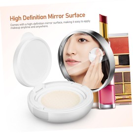 WOONEKY Makeup Powder Container Silver Edges Portable Powder Puff Box Small Refillable