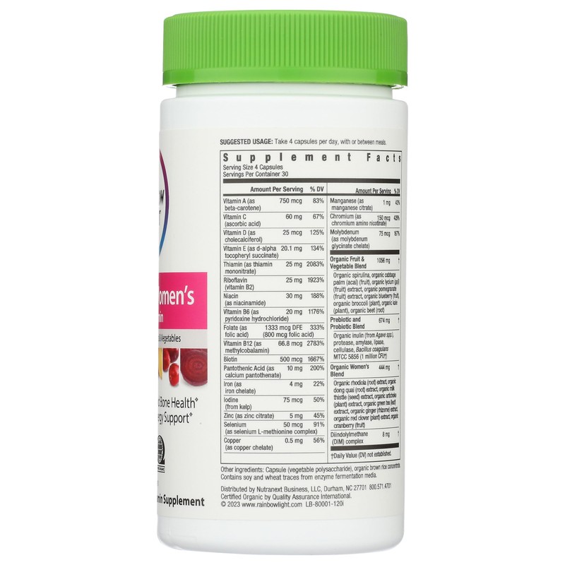 Rainbow Light Rainbow Light Women's Organic Multi, 120-Capsules
