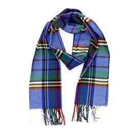 Achillea Scottish Tartan Plaid Scarf, Classic Winter Scarf, Soft Cashmere Feel Men’s & Women's Scarves (Blue Scottish Plaid)