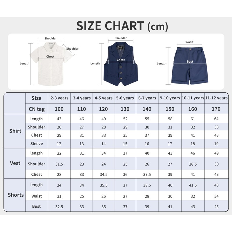 Set of 4 Boys Summer Wedding Leisure Suit Vest Shirt