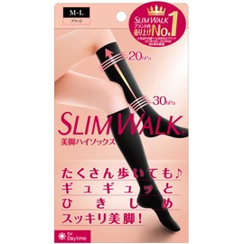 Compression Socks Slim Walk Leg High Socks M-L Black AskDoctors Calf Sole Arch Support