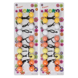 KOKO - Priemum 20 Pcs Bubble hair ties. Elastics Ties 18mm Ball Bubble Ponytail Holders. Colorful Elastic Accessories for Baby Kids Children Girls Women All Ages (Yellow Mix and Wt)