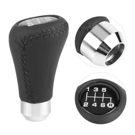 Universal Car Gear Knob 6 Speed Gear Knob Made of PU with 3 Hoses and 6 Interchangeable Gear Knobs, Black