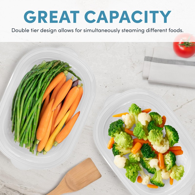 AROMA® Double Food Steamer Basket and Electric Rice Steamer with