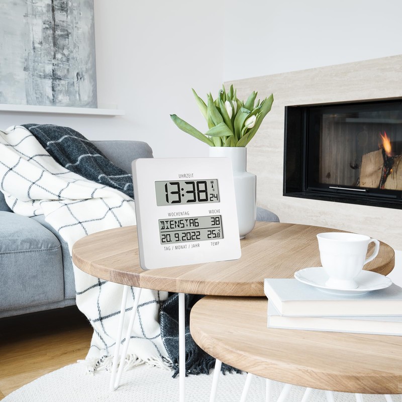 TFA Dostmann Digital Wall Clock with Radio-Controlled Clock Temperature Display