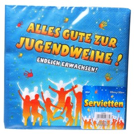 Serviettes "Alles Gute zur Jugendweihe" [German Language] Approx. 33 x 33 cm Pack of 20