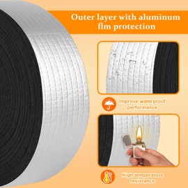 Foam Insulation Tape Pipe Insulation Wrap, Waterproof Self Adhesive Winter Outdoor Freeze Protection Foil for Hot or Cold Pipes, 33 ft Long x 2 Inch Wide x 0.2 Inch Thick, 1 roll