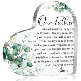 Christian Bible Verses Our Father Prayer Acrylic Heart Decorative Sign Gifts for Women Men, The Lords Prayer Religious Inspirational Gifts Scripture Gifts for Friends Mom Coworker Sister