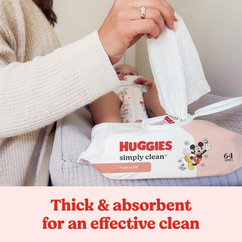 Huggies Simply Clean Fresh Scent Baby Wipes, 3 Flip-Top Packs