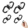 Pack of 4 Double Carabiners, 360 Rotating Double Carabiner, Black