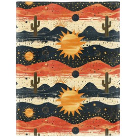 HommomH Desert Sun Cactus Blanket, Western Rustic Farmhouse Decor, Super Soft Fleece Throw Blankets for Couch Sofa Bed, 60" x 80"