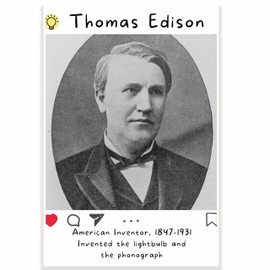 Thomas Edison Famous Inventor Classroom Poster - Science Class Poster - 12 x 18 Inch - Classroom Decor - Classroom Must Haves - Back To School Decor - CPS0643
