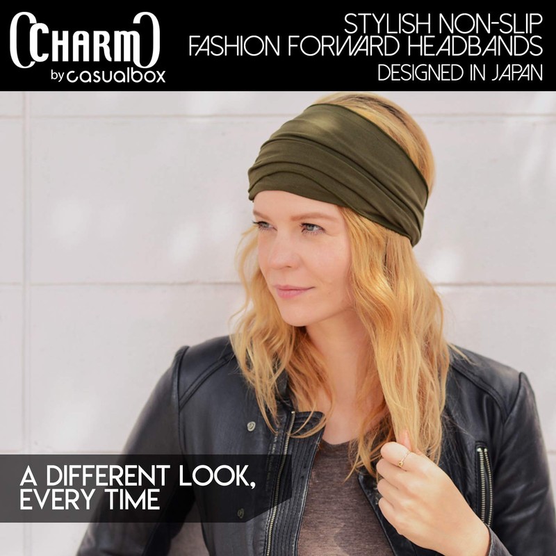 CHARM Mens Elastic Japanese Headband - Long Hair Bandana Womens