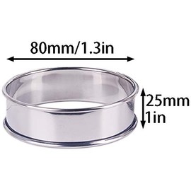 Uncle Jack 4 Pack Double Rolled English Muffin Rings, Stainless Steel Crumpet Rings, Tart Rings, Round (4 PCS 3 1/8”)