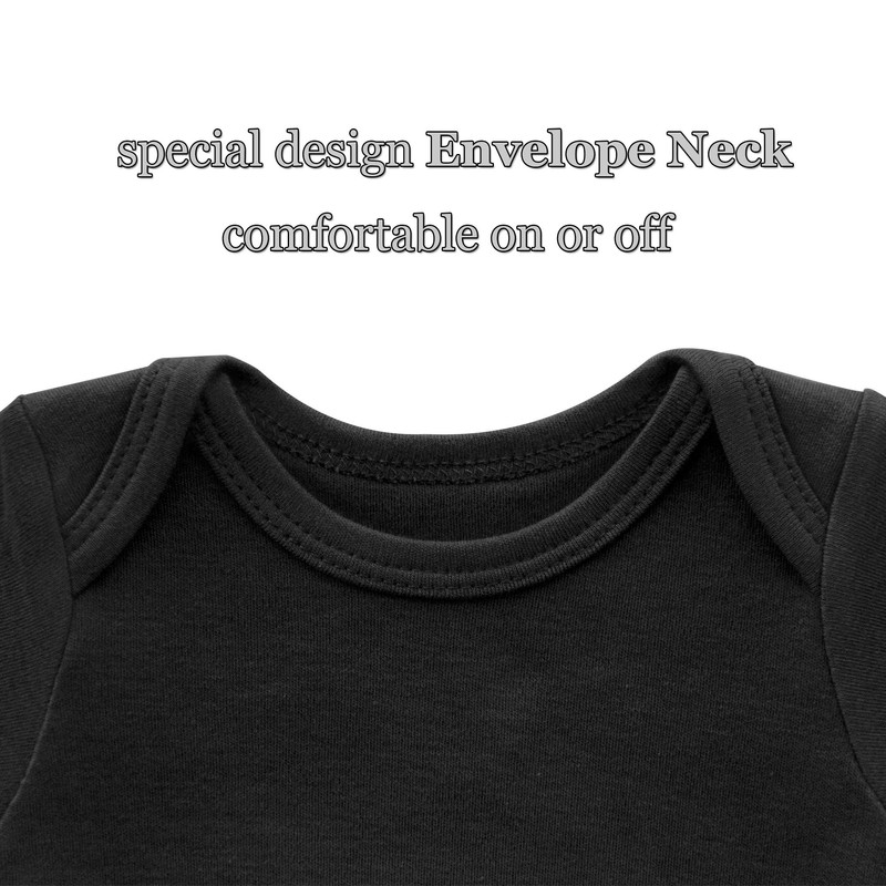 BINIDUCKLING Baby Girls' Bodysuit 3-Pack Short Sleeve Plain, black