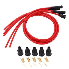 Juego de Cables de Bujía, Juego de Cables de Encendido de Bujía de Silicona de 1 M Cable de Encendido de Coche Rojo para Cables de Bujía de Coches Clásicos de 4 Cilindros