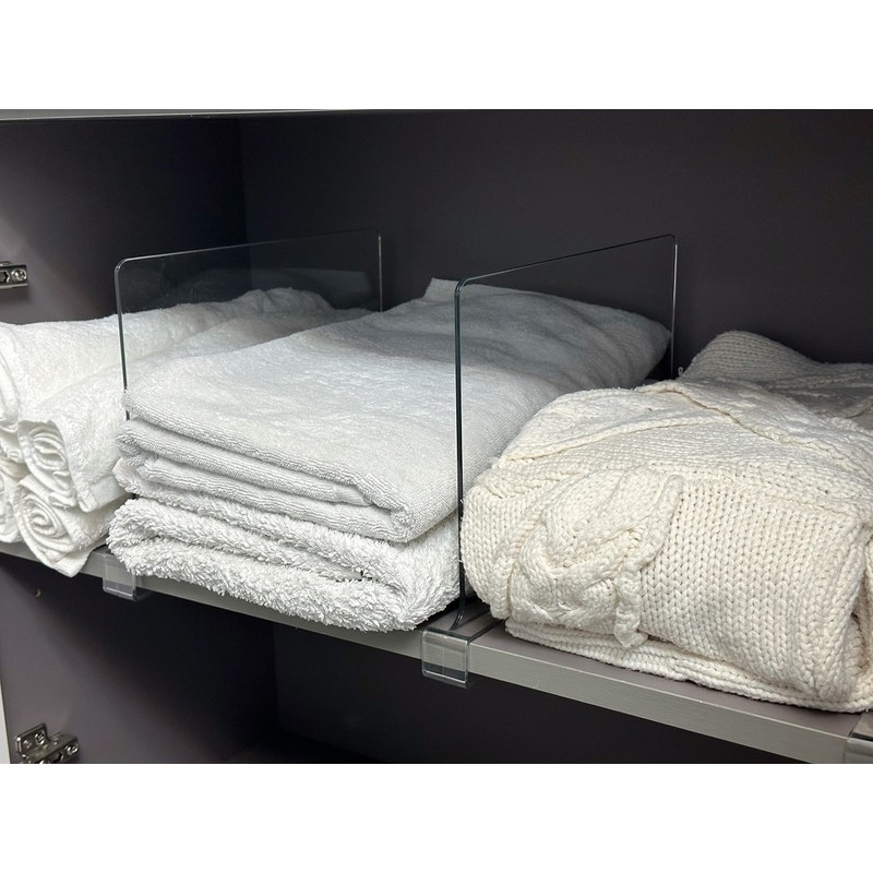 LikeU Acrylic Shelf Dividers for Closets,4 PCS Wood Shelf Dividers,Clear
