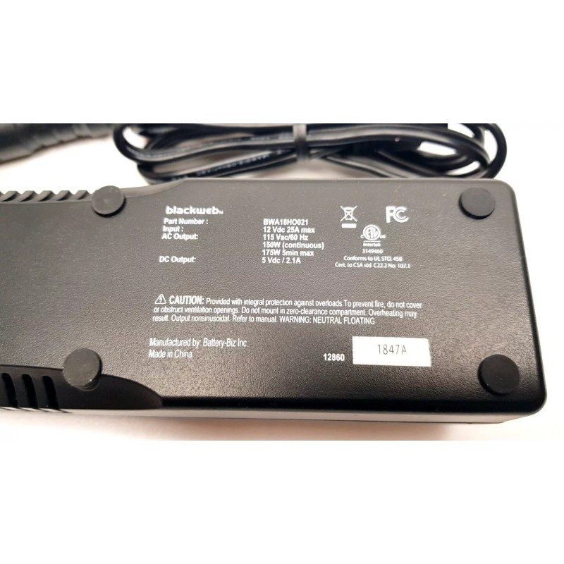 Universal Blackweb 175W Power Strip Inverter For Car Charging BWA18HO021C