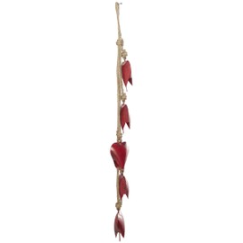 Deco 79 Red Metal Decorative Hearts with Jute Hanging Rope, 4" x 2" x 35"