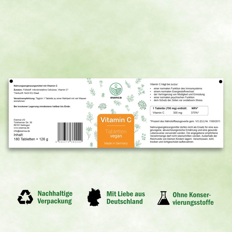 Esenca Vitamin C 300 mg high dose tablets for ingestion,